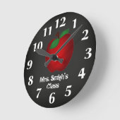 Ronde Chalkboard Apple Wall Horloge (Angle)