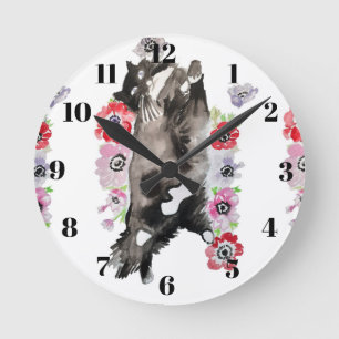 Ronde Chat smoking Chats Art Animal Enfants Rose Horloge