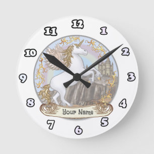 Ronde Château de licorne Pégase horloge