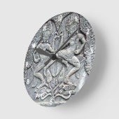 Ronde Chevalier cambodgien horloge sculpteur en pierre (Angle)