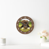 Ronde Chocolat Labrador Personnalisé Grande Horloge (Maison)