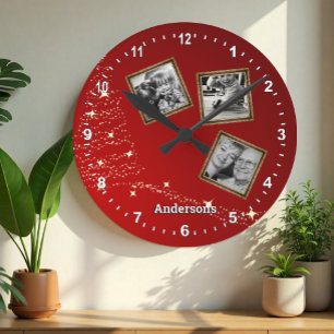 Ronde Christmass photo de famille Horloge / personnalisé