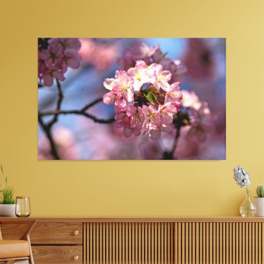 Ronde cluster van Sakura-bloemen in Bloom Canvas Afdruk (Insitu (Woonkamer))