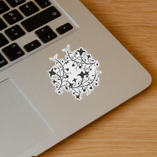Ronde cluster van zwarte Abstracte bloemen Sticker