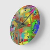 Ronde Couleurs de fusion Vive Horloge Abstraite (Angle)
