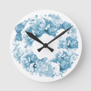 Ronde Couronne monochrome bleue Horloge florale