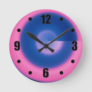 Ronde Crazy Neon rose et bleu rond mur horloge