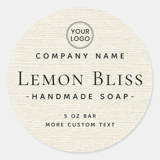 Ronde crème, gebroken wit linnen, etiket (Voorkant)