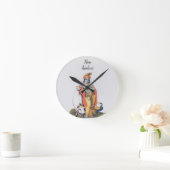 Ronde Custom Simple Lord Krishna avec la vache Horloge r (Maison)