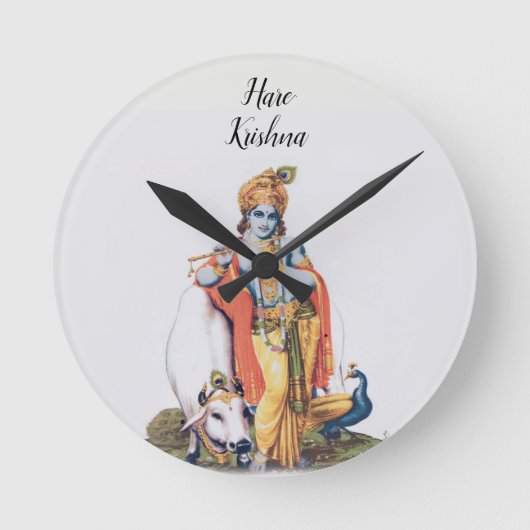 Ronde Custom Simple Lord Krishna avec la vache Horloge r (Recto)