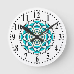 Ronde Cyan Et Cyan Léger Floral 147 Horloge Mur