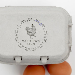 Ronde datum van maand Rustic Chicken Eg Boerderij Rubberstempel