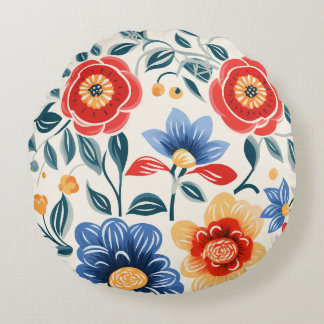 Ronde decoratieve plaat met opvallend bloemmotief rond kussen