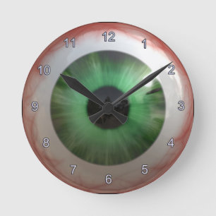 Ronde Déplaisant Green Eyball Halloween Horloge amusante