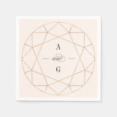 Ronde Diamant Gem Geometrische Monogram Chique Bru Servet (Voorkant)