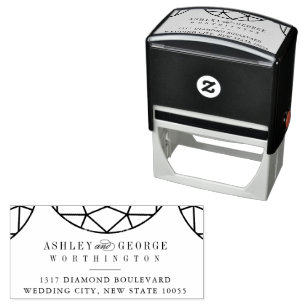 Ronde Diamant Gem Geometrische Monogram Chique Bru Zelfinktende Stempel