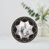 Ronde diamant geometrische edelsteen moderne chiqu save the date (Staand voorkant)