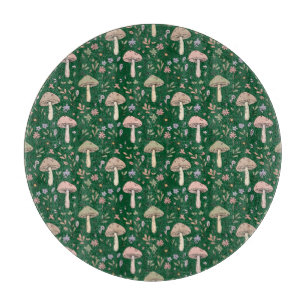 Ronde donkere bos smaragd paddenstoelen juweeltoon snijplank