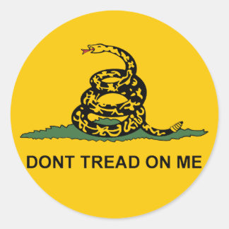 Ronde Dont Tread op Me Sticker -gadsden theefeest