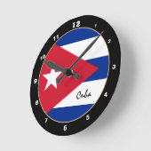 Ronde Drapeau cubain & Cuba tendance maison / horloge de (Angle)