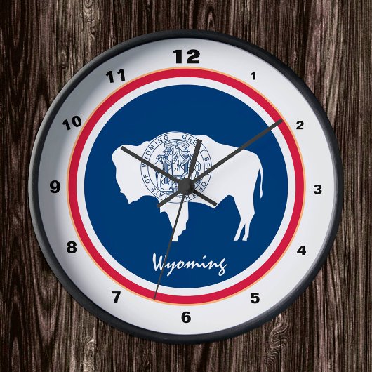 Ronde Drapeau du Wyoming & mode/dessin USA horloge Wyomi