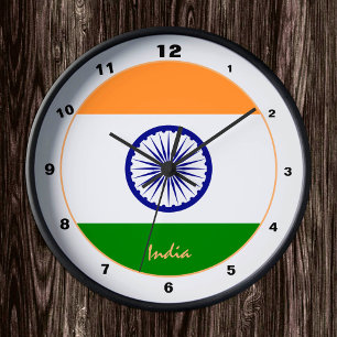 Ronde Drapeau indien, Inde tendance Accueil / horloge de