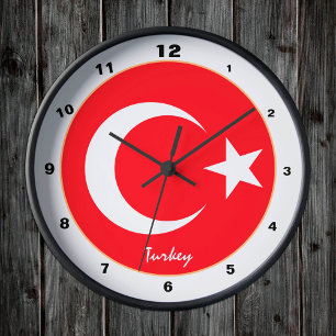 Ronde Drapeau turc, Turquie tendance Accueil / horloge d
