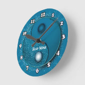 Ronde Eau bleue Yin Yang Horloge (Angle)