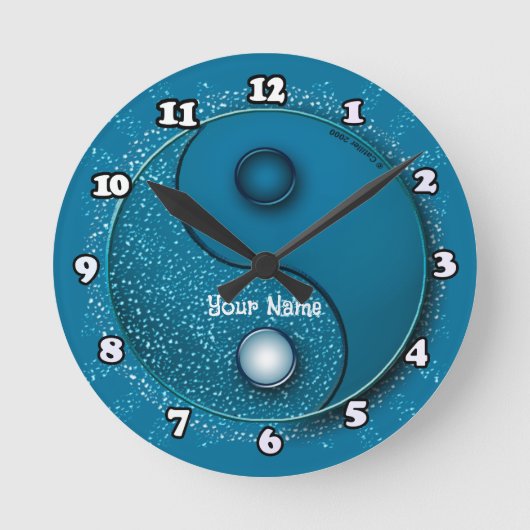 Ronde Eau bleue Yin Yang Horloge (Recto)