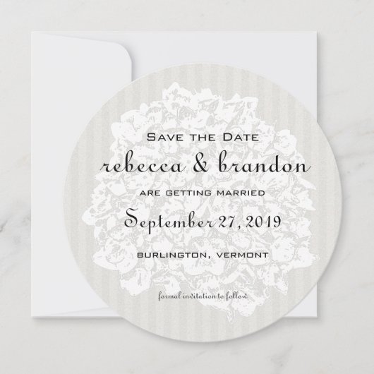 Ronde Elegant sparen-de-Datum Mededelingen van de Save The Date (Voorkant)
