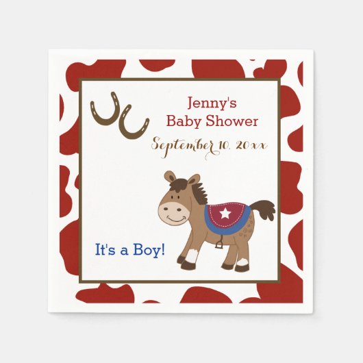 Ronde Em Up Westerne Horse Napkins Servetten (Voorkant)