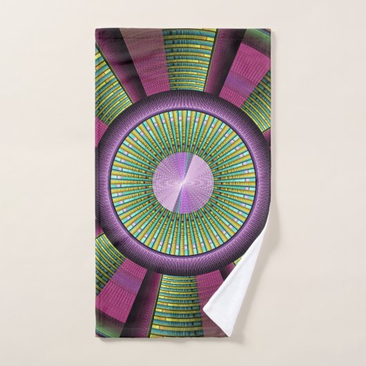 Ronde en kleurrijke moderne, decoratieve fractale handdoek (Handdoek)