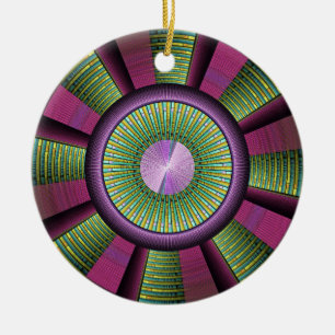 Ronde en kleurrijke moderne, decoratieve fractale keramisch ornament