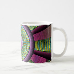 Ronde en kleurrijke moderne, decoratieve fractale koffiemok