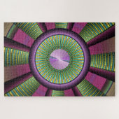 Ronde en kleurrijke moderne, decoratieve fractale  legpuzzel (Horizontaal)