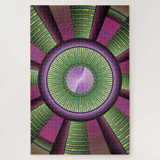 Ronde en kleurrijke moderne, decoratieve fractale  legpuzzel (Verticaal)