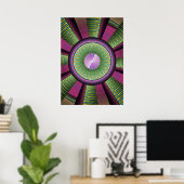 Ronde en kleurrijke moderne, decoratieve fractale poster (Thuiskantoor)
