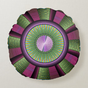Ronde en kleurrijke moderne, decoratieve fractale rond kussen