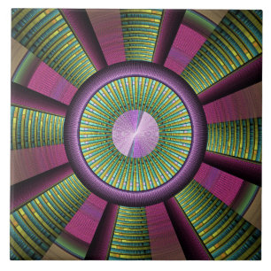 Ronde en kleurrijke moderne, decoratieve fractale  tegeltje