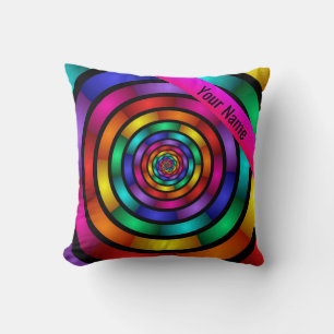 Ronde en Psychedelic Colorful Modern Art Name Kussen