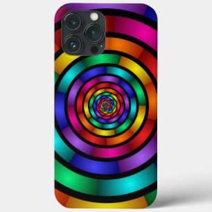 Ronde en Psychedelic Colorful Modern Fractal Art iPhone 13 Pro Max Hoesje