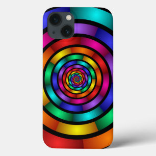 Ronde en Psychedelic Colorful Modern Fractal Art iPhone 13 Hoesje