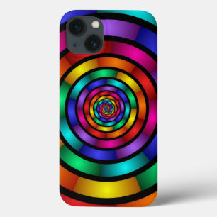 Ronde en Psychedelic Colorful Modern Fractal Art iPhone 13 Hoesje