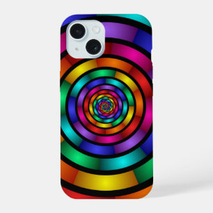 Ronde en Psychedelic Colorful Modern Fractal Art iPhone 15 Hoesje