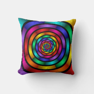 Ronde en Psychedelic Colorful Modern Fractal Art Kussen