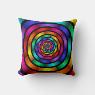 Ronde en Psychedelic Colorful Modern Fractal Art Kussen