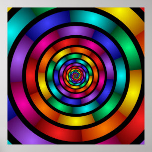 Ronde en Psychedelic Colorful Modern Fractal Art Poster
