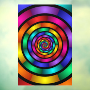 Ronde en Psychedelic Colorful Modern Fractal Art Raamsticker