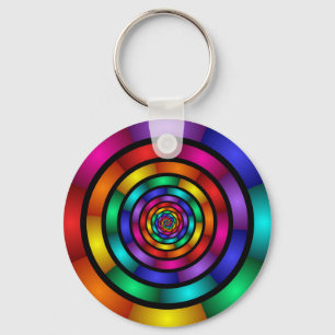 Ronde en Psychedelic Colorful Modern Fractal Art Sleutelhanger