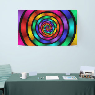 Ronde en Psychedelic Colorful Modern Fractal Art Spandoek